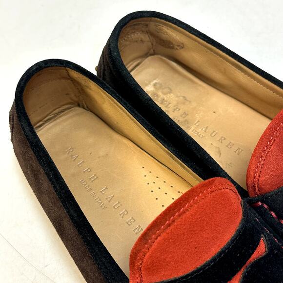 NEW HEEL Ralph Lauren Purple Label Penny Loafer Suede Driver Made in Italy 9.5 D main image 4